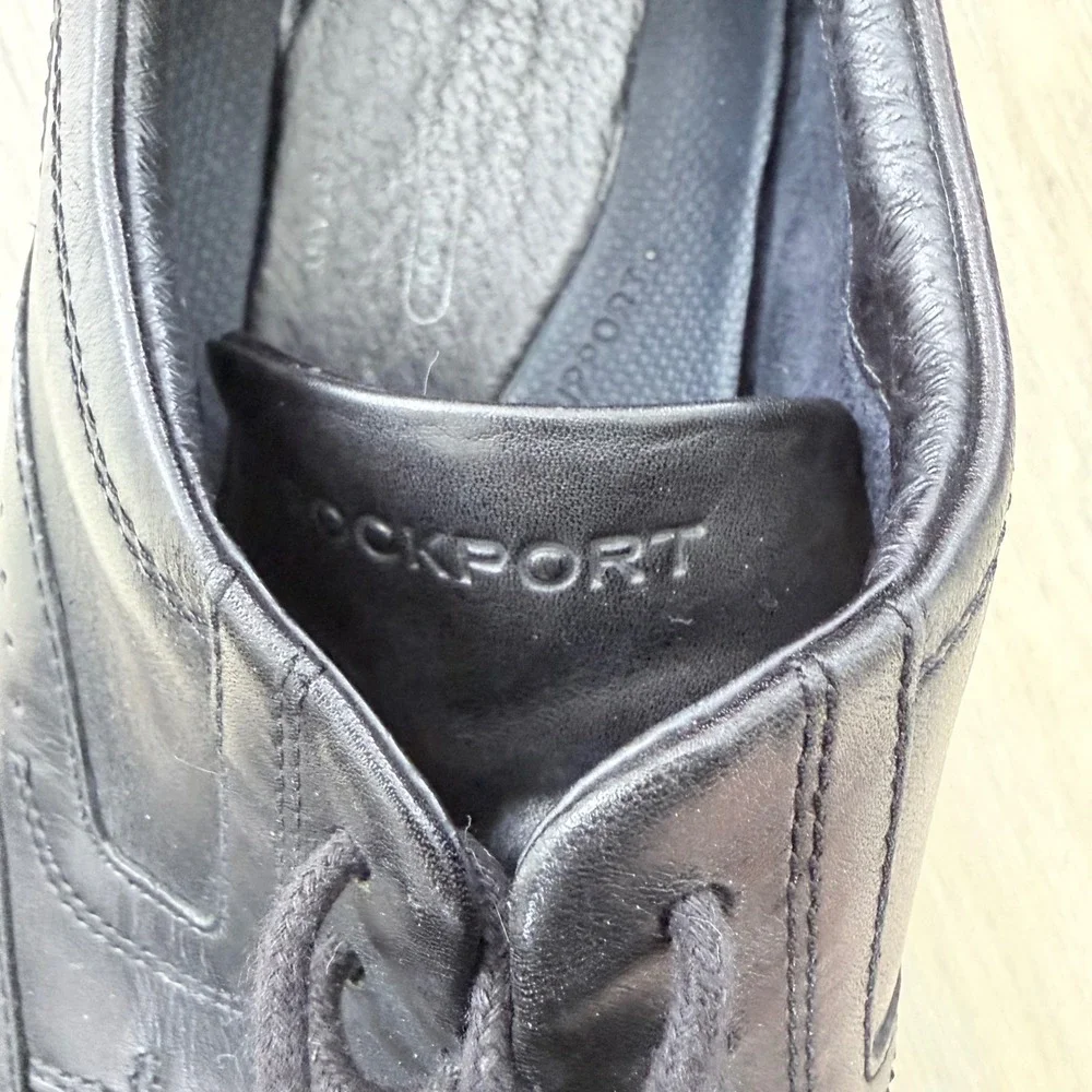 Rockport Mens TruTech‎ Wingtip Oxfords Blk Leather Dress Shoes V80648 Size 9.5 W